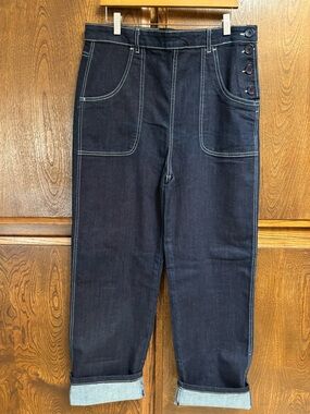 Woman’s Dark Indigo Denim Jeans with Contrast Stitching